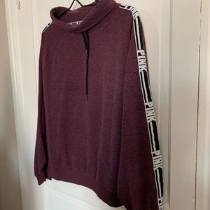 Pink mock neck pullover hoodie
